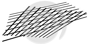 3d spatial grid, mesh, grating and lattice abstract geometric shape, element. Intersecting lines in perspective