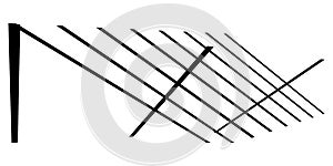 3d spatial grid, mesh, grating and lattice abstract geometric shape, element. Intersecting lines in perspective