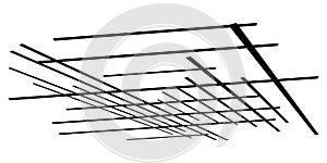 3d spatial grid, mesh, grating and lattice abstract geometric shape, element. Intersecting lines in perspective