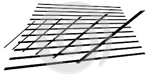 3d spatial grid, mesh, grating and lattice abstract geometric shape, element. Intersecting lines in perspective