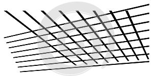 3d spatial grid, mesh, grating and lattice abstract geometric shape, element. Intersecting lines in perspective