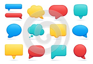 3d speech bubble icon, empty chat message or comment. Realistic talking and thinking balloon, social media text
