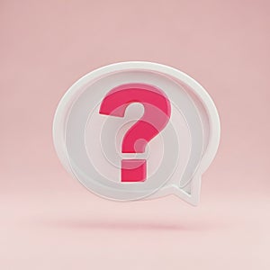 3D Speech Bubble Icon with Pink Question Mark on a Pink Background chat bubble message icon