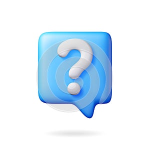 3D speech bubble with question mark isolated