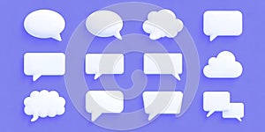 3D Speech Bubbles on Purple Background