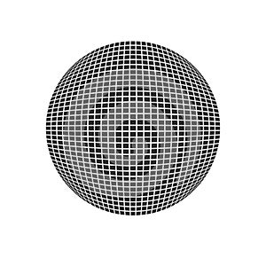 3d sphere with globe. black and white disco ball, vector.
