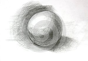3D sphere pencil sketch photo