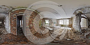 3D spherical panorama with 360 degree viewing angle Abandoned building in winter with snow in Pripyat For virtual reality in vr photo