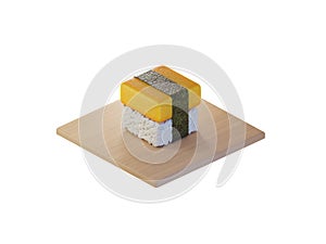 3d square tamako egg sushi isometric concept