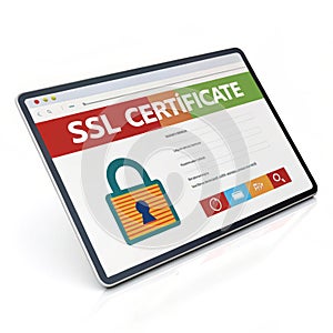 3D SSL certificate isolated on white background