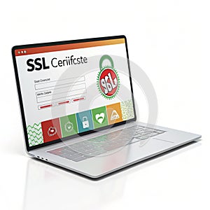 3D SSL certificate isolated on white background