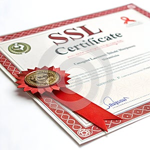 3D SSL Certificate Isolated on White Background