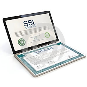 3D SSL certificate isolated on white background