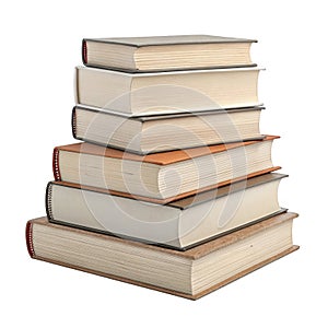 3d stack of old books isolated on transparent background