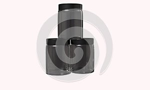 3D Stack of Three Glass Pots - Isolated on a white background