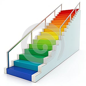 3D Staircase Chart Representing Growth isolated on white background