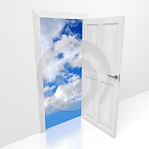 Open door, sky - 3D illustration