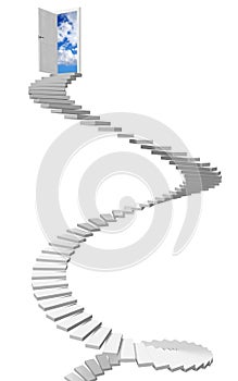 Door, steps, sky with clouds - 3D illustration