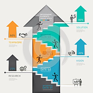 3d step up arrow staircase diagram business. Vecto photo