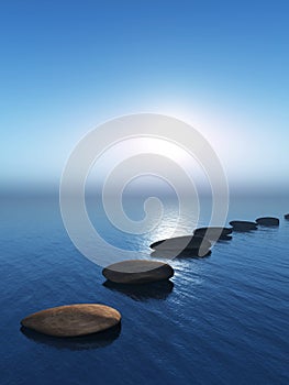 3D stepping stones in the ocean