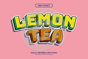 3d sticker style lemon tea text effect