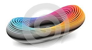 3D Gradient Ribbon Shape with Topographic Layers on White Background