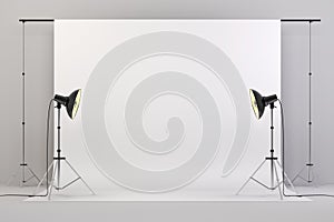 3d studio setup with lights and white background