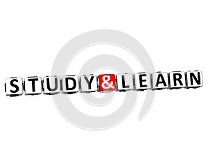 3D Study And Learn Button Click Here Block Text