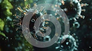 3d stylized animation of a virus cell with organic texture