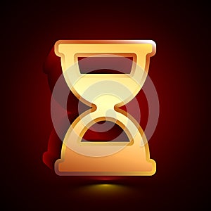 3D stylized Sand Clock icon. Golden vector icon. Isolated symbol illustration on dark background
