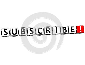 3D Subscribe Block Text on white