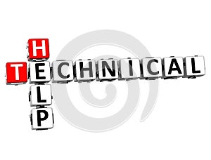 3D Technical Help Crossword on white background