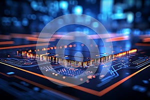 3d technology illustration A fingerprint scanner is integrated into the printed circuit. release binary code