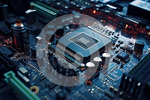 3d technology illustration A fingerprint scanner is integrated into the printed circuit. release binary code