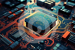 3d technology illustration A fingerprint scanner is integrated into the printed circuit. release binary code