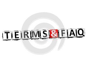 3D Terms and Faq Crossword on white background