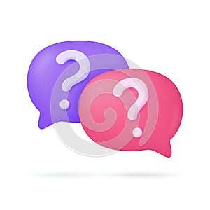3d text box. Speech bubble dialog dialogue. questions and answers