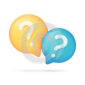 3d text box. Speech bubble dialog dialogue. questions and answers