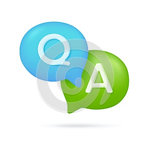 3d text box. Speech bubble dialog dialogue. questions and answers