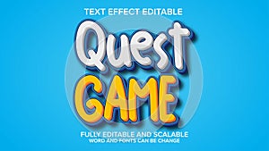 3d text effect quest game vector editable