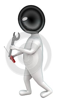 3d theif holding screw driver and and pipe ranger in hands concept photo