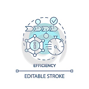 2D thin line blue icon efficiency concept