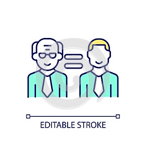 2D thin line colorful development and trainings icon