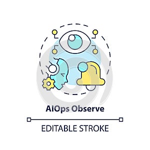 2D thin linear colorful AI ops observe icon