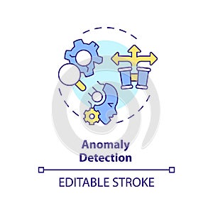 2D thin linear colorful anomaly detection icon