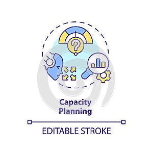 2D thin linear colorful capacity planning icon photo