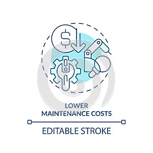 2D thin linear icon lower maintenance costs concept