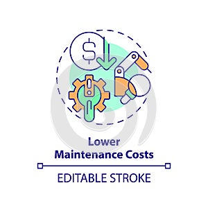 2D thin linear icon lower maintenance costs concept