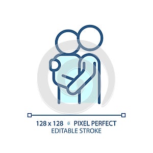 2D thin linear simple blue caretaking icon