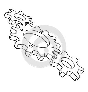 3d three meshing gears icon logo